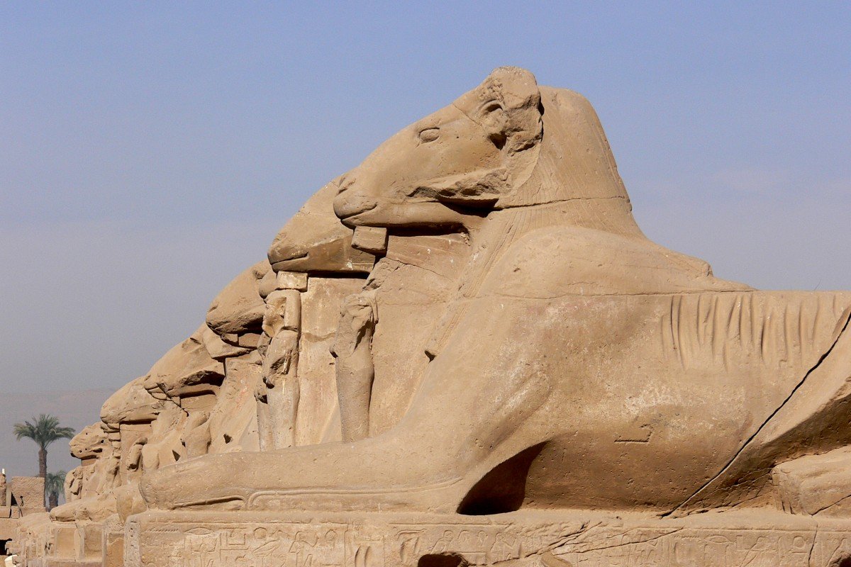 Row of ram-headed sphinxes at Karnak Temple