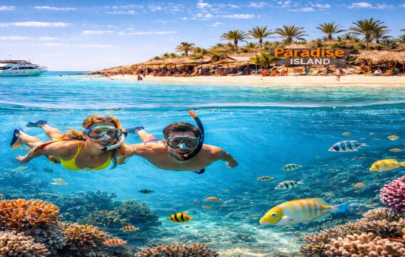 🌴 Paradise Island Hurghada Snorkeling Trip – 2 Reef Stops, Sea Games & Ultimate VIP Boat Experience 2026