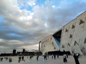 Tourists visiting Cairo pyramids during a day trip from Hurghada