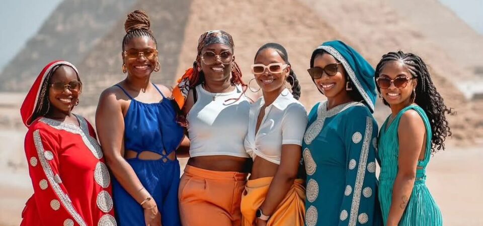 Cairo pyramids and Sphinx with Nile river Egypt