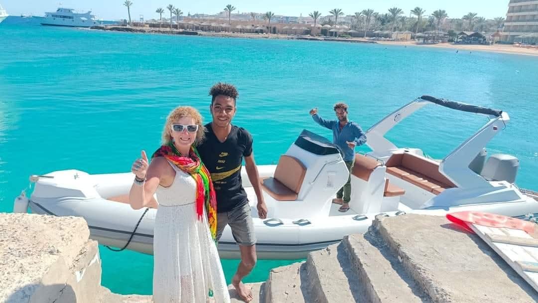 Hurghada Weather in July around private speedboats at Hurghada Marina