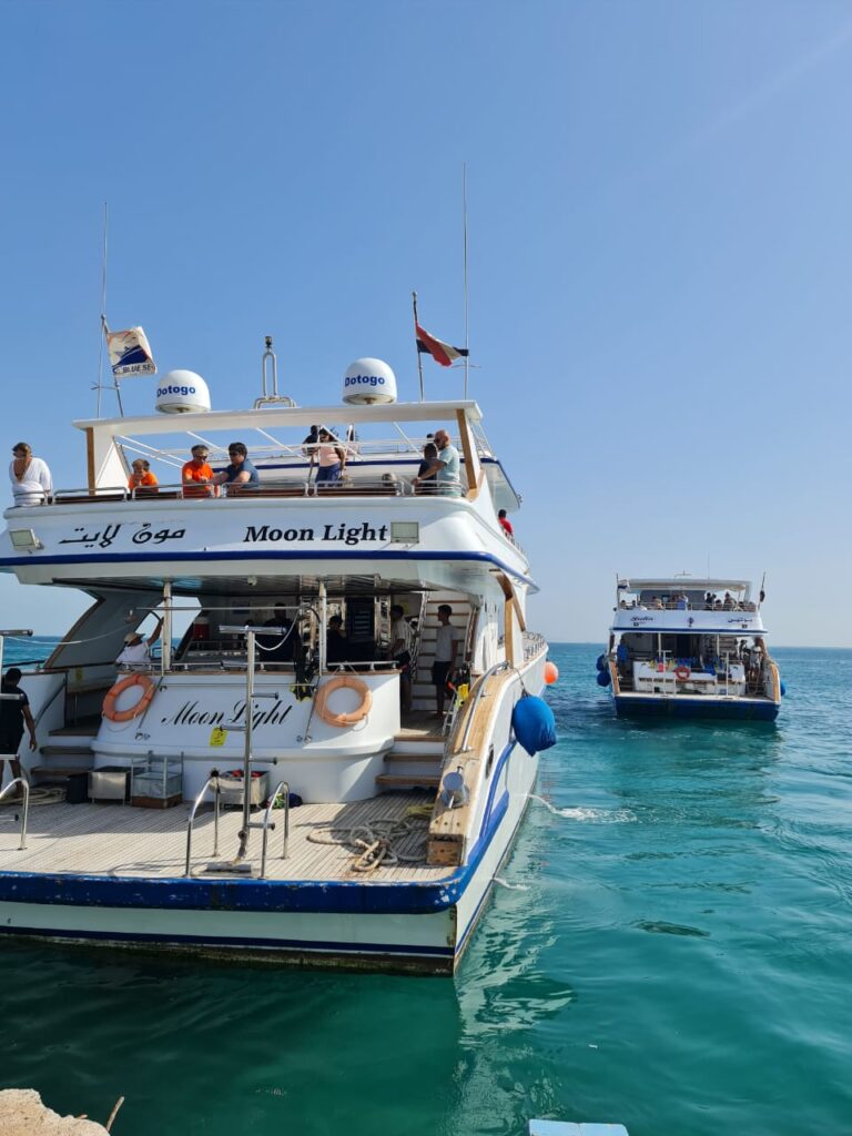 Hurghada marina with boats for daily boat trips
