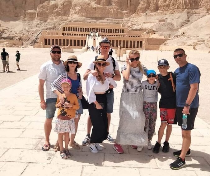 Visitors outside Hatshepsut Temple in Luxor