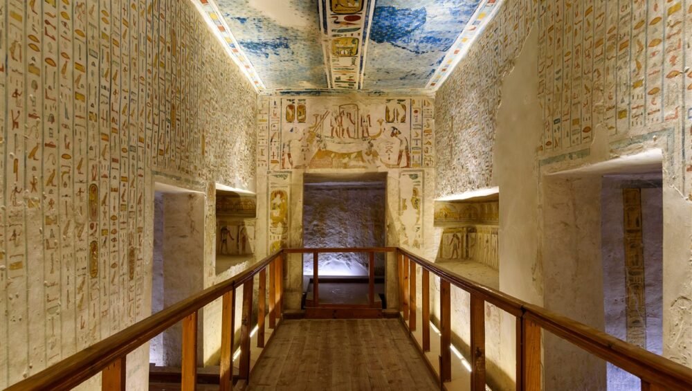 Painted passage and visitor walkway in the tomb of Ramesses IV, KV2