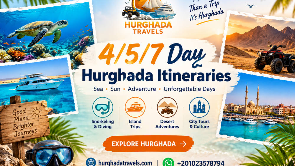 Illustrated four, five and seven day Hurghada holiday itineraries