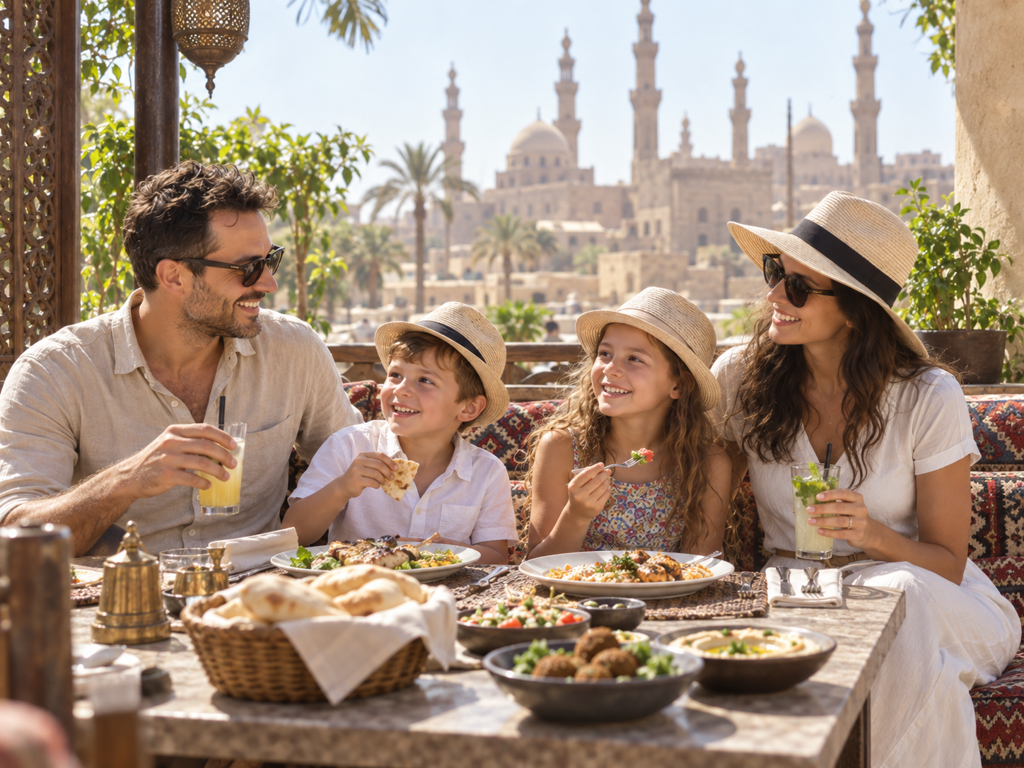 Restaurant lunch during an Egypt excursion with tipping decisions for service