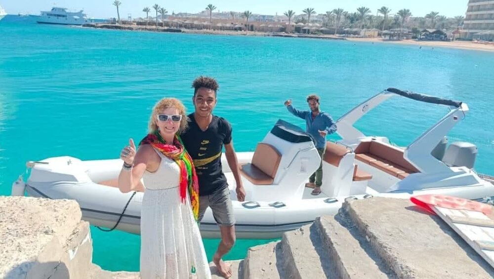 Fresh fruit and onboard service during a private boat tour Hurghada