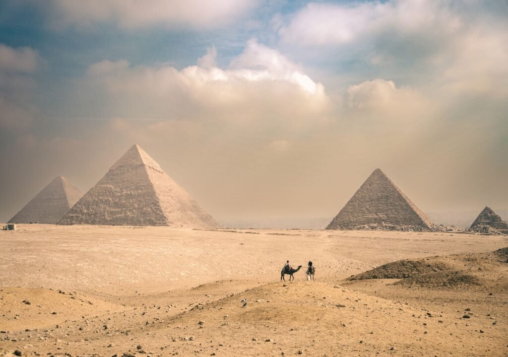 Desert terrain and walking areas around the Giza Pyramids