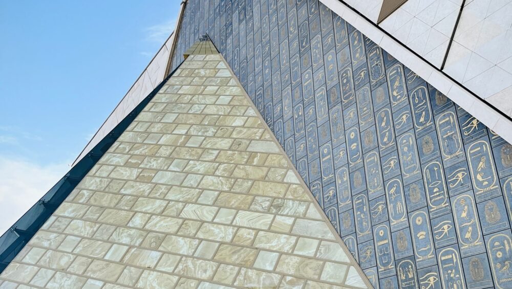 Modern facade of the Grand Egyptian Museum in Giza