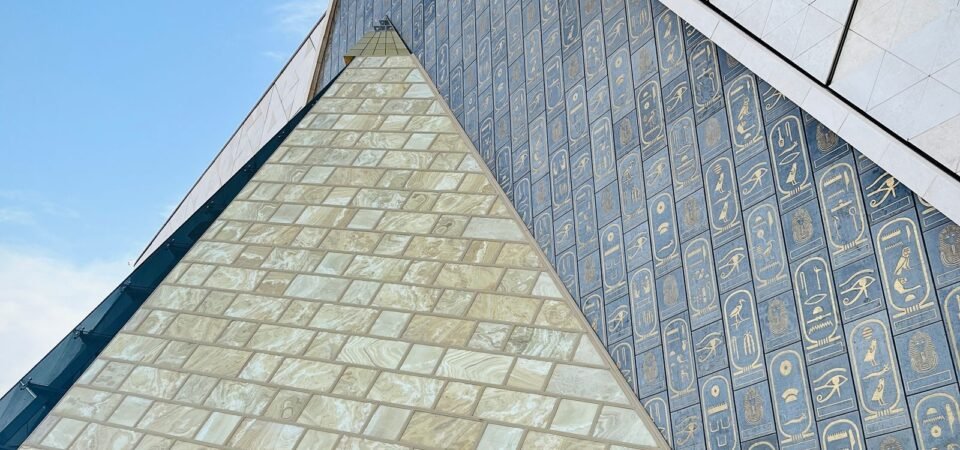 Modern facade of the Grand Egyptian Museum in Giza