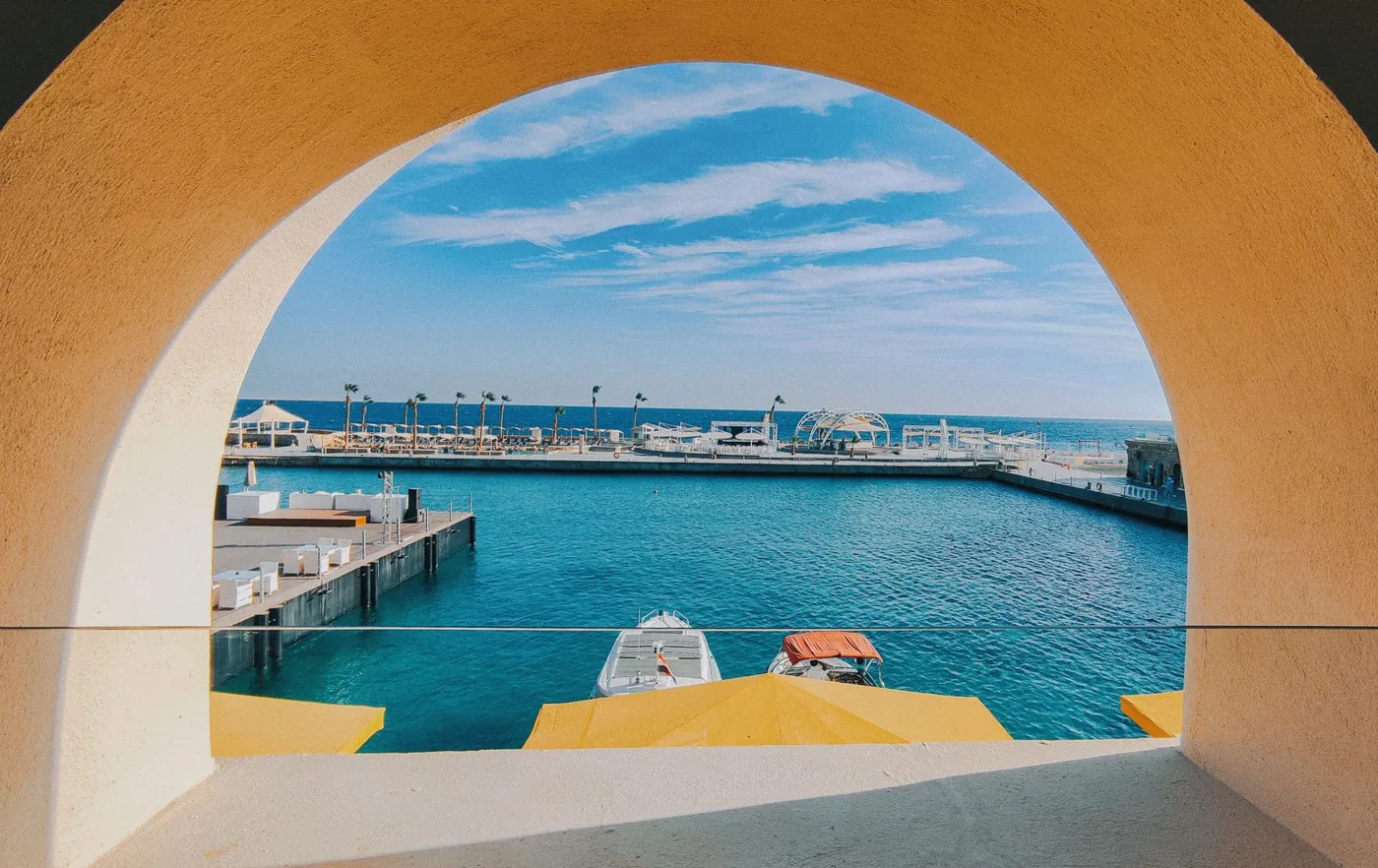 Hurghada Marina during mild December daytime weather