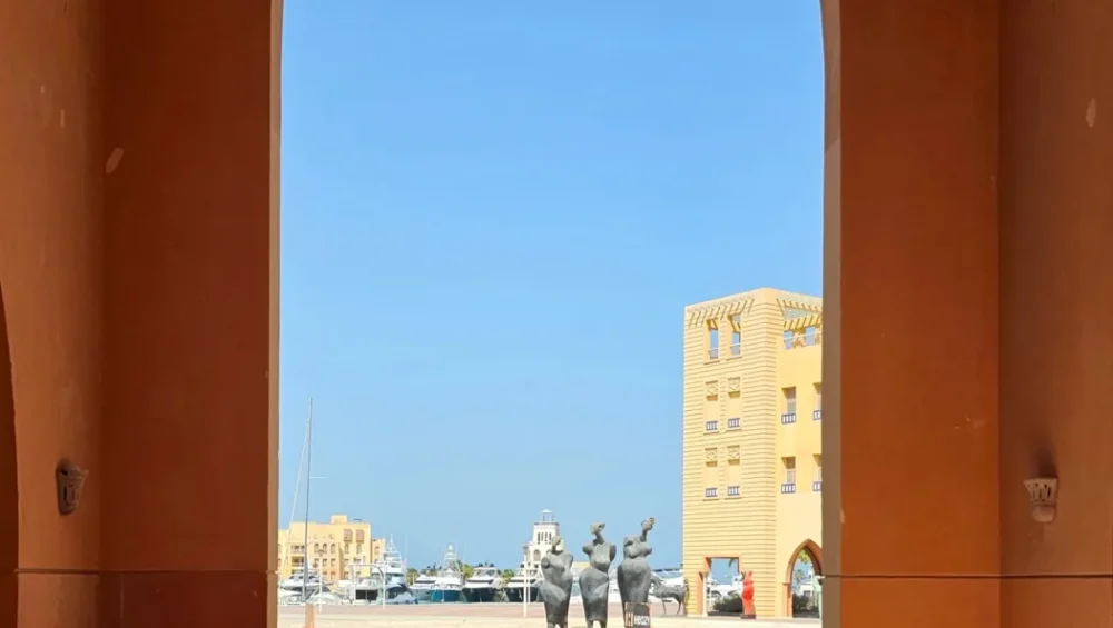 Arched gateway and waterfront in Hurghada