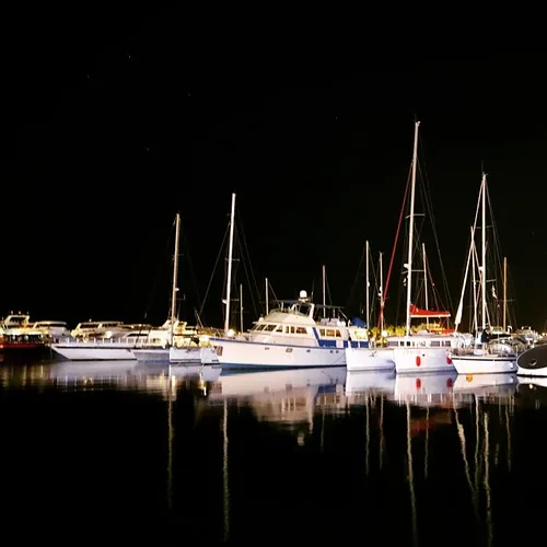 Hurghada Marina waterfront at night during a city visit