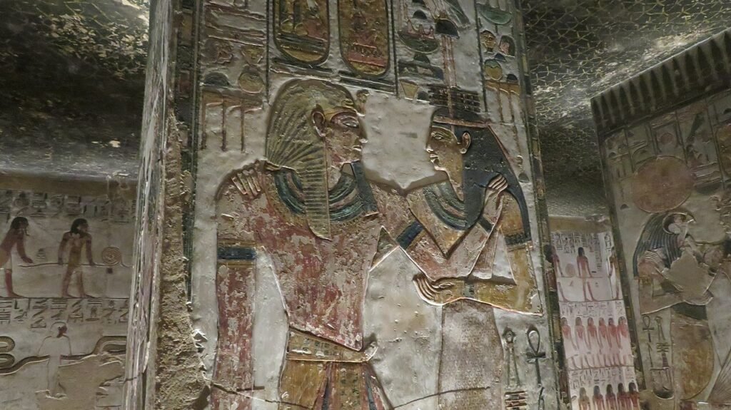 Bemaltes Relief im Grab von Sethos I., KV17